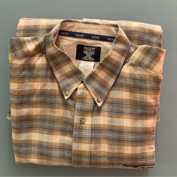 20X Brand Men’s XXL Tan Long Sleeve Button Up Shirt Pre-Owned #1109 - Picture 1 of 5